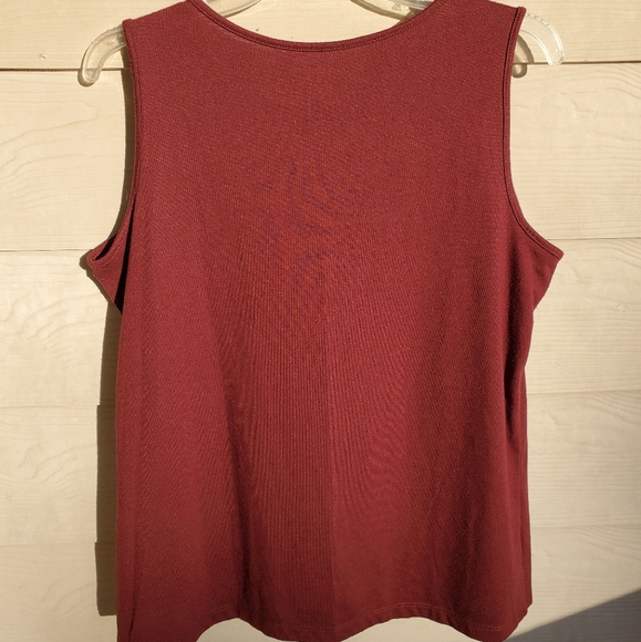 croft & barrow Red Burgundy Wine Pleated Sequined Neckline Festive Tank Top - Picture 11 of 13
